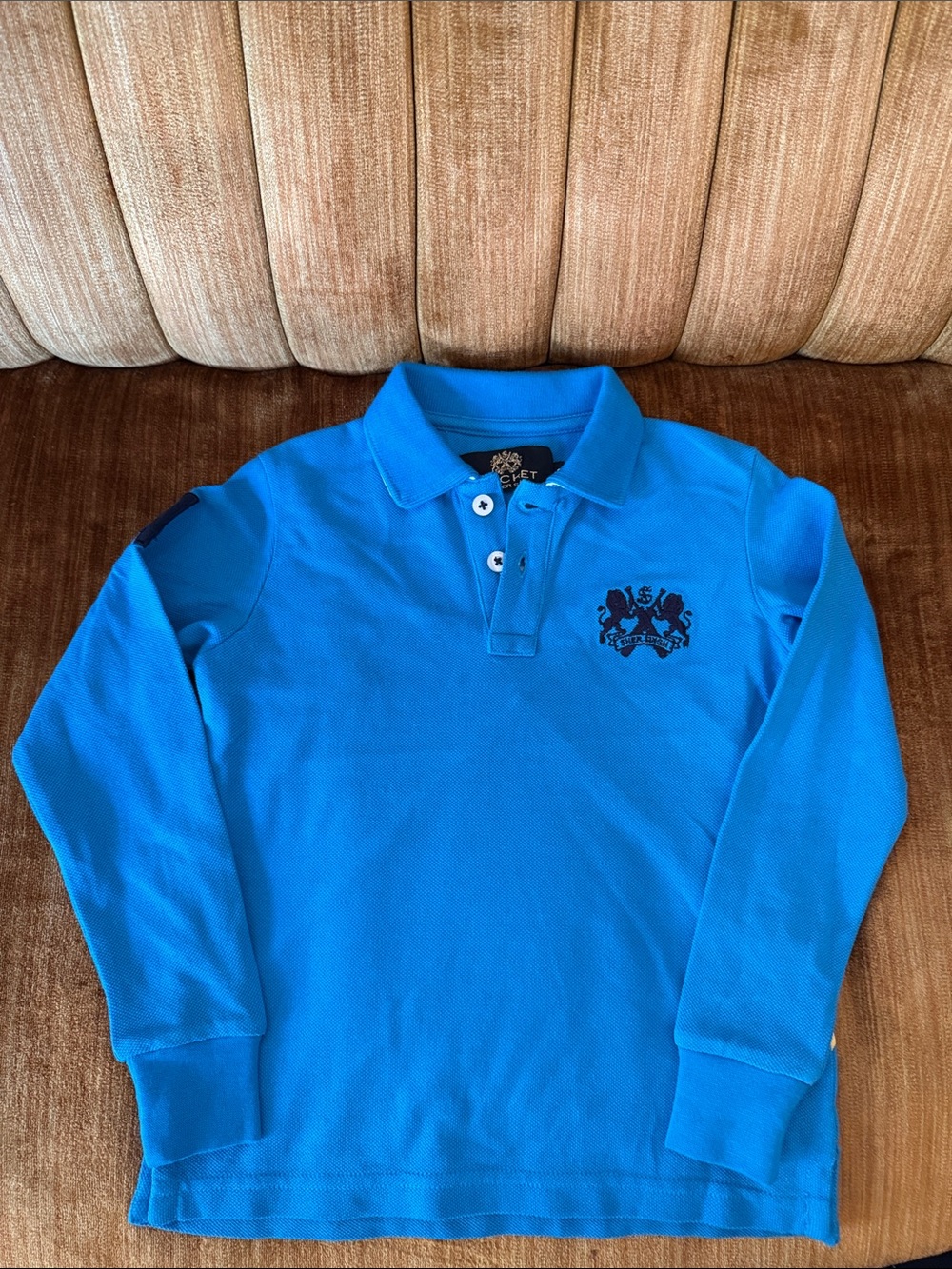 Boys Bright Blue Long-Sleeve Polo Shirt